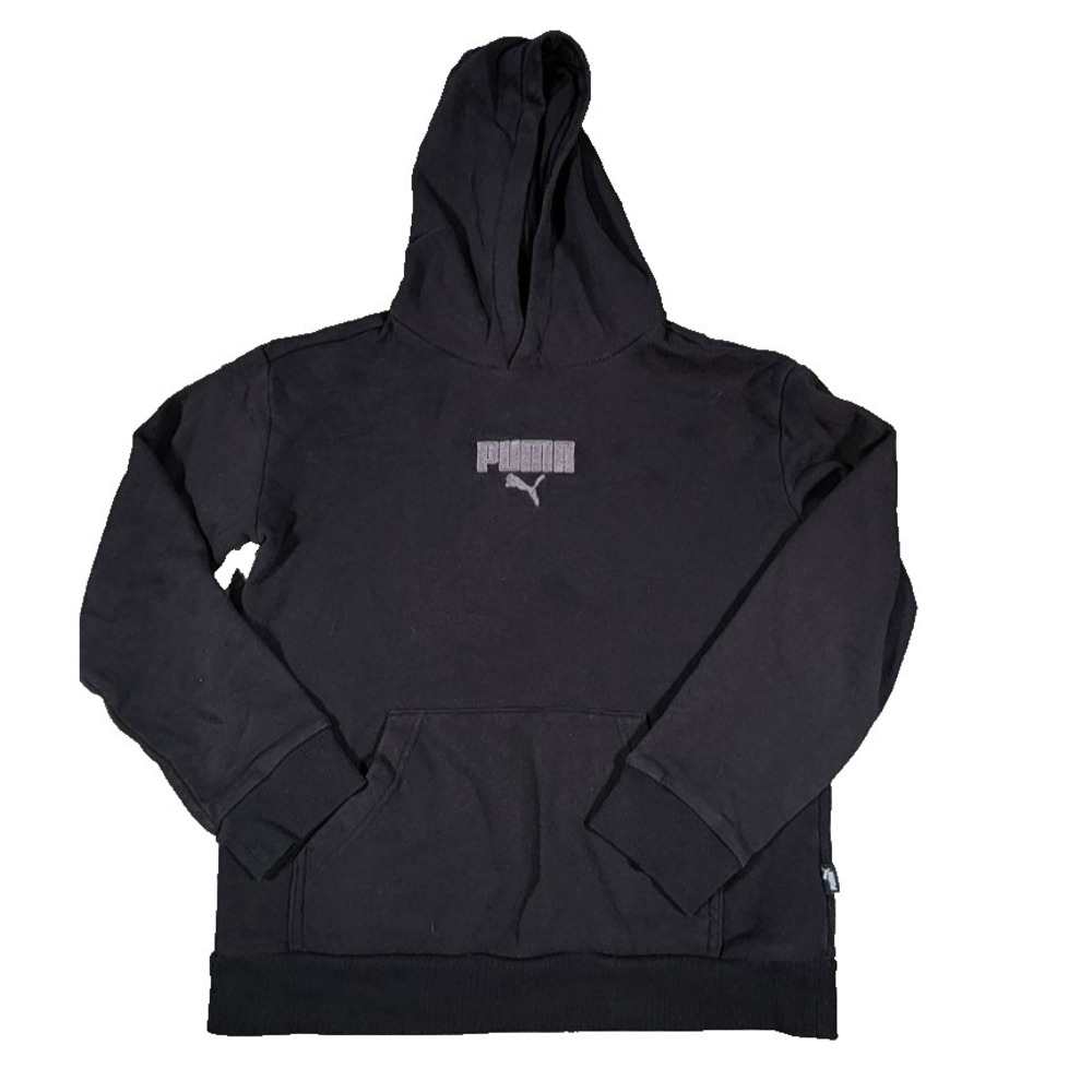 Puma Kids Black‎ Embroidered Logo Hoodie Sweatshirt Size L 14-16